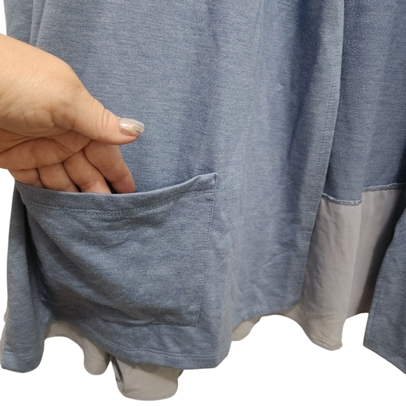 LOGO Lounge Lori Goldstein Blue Gray Swiss Dots Open Cardigan Size 2X Lagenlook - Picture 2 of 4